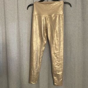 Metallic Gold Spandex workout yoga pants Size XS